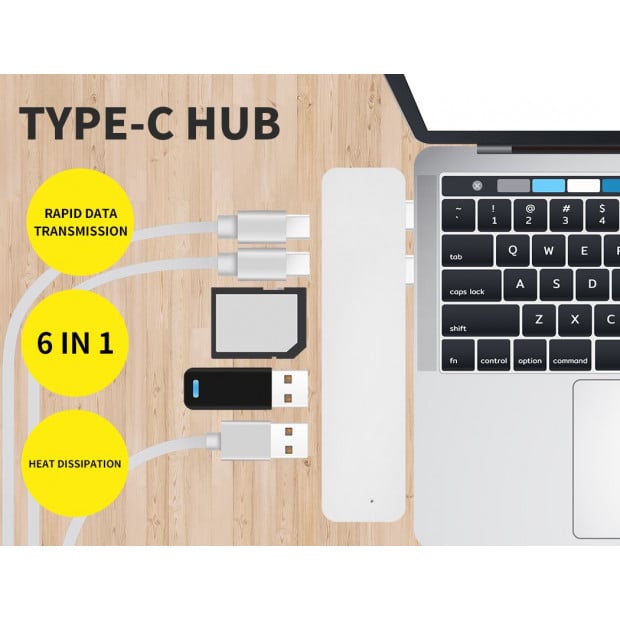 USB 3.0 Type-C HUB 6 Port Powered Adapter High Speed for Macbook pro Image 11