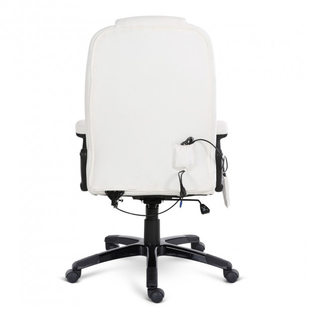 8 Point PU Leather Reclining Message Chair - White Image 6
