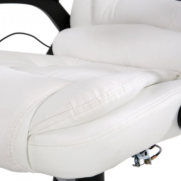 8 Point PU Leather Reclining Message Chair - White Image 8