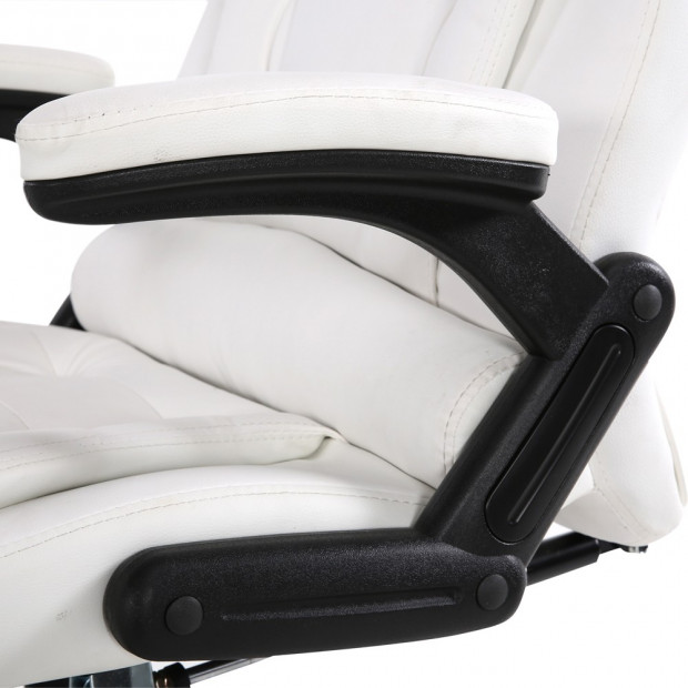 8 Point PU Leather Reclining Message Chair - White Image 9