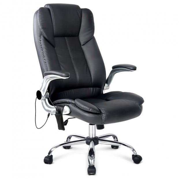 8 Point PU Leather Massage Chair - Black Image 1