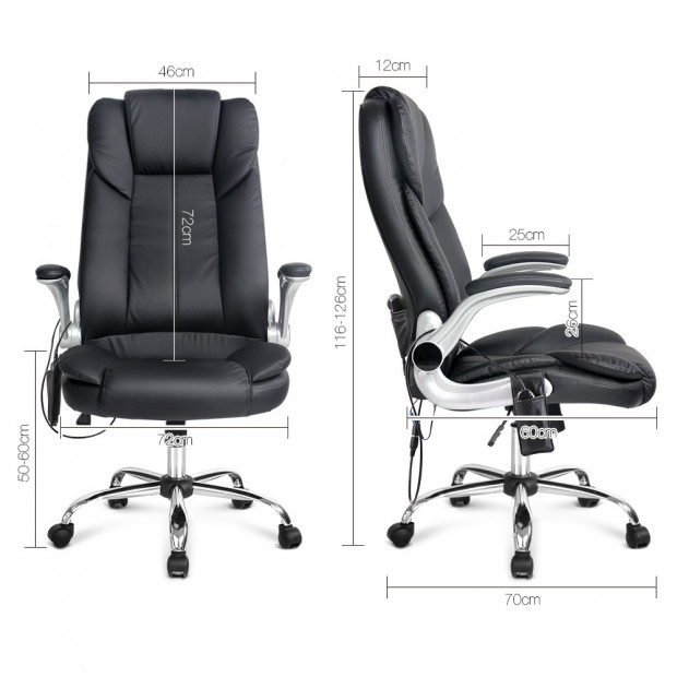 8 Point PU Leather Massage Chair - Black Image 1
