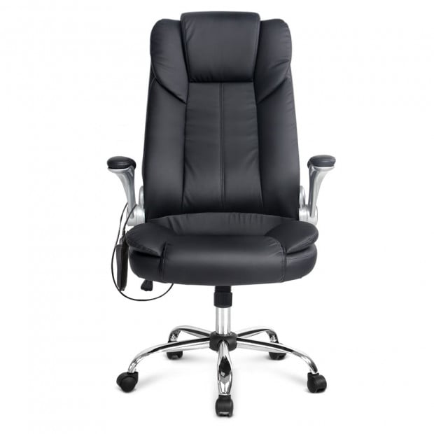 8 Point PU Leather Massage Chair - Black Image 3