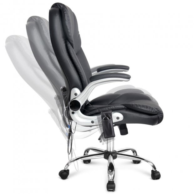 8 Point PU Leather Massage Chair - Black Image 4