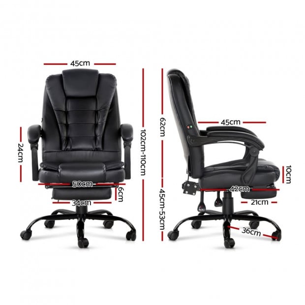Electric Massage Office Chair Recliner Gaming Seat Footrest Black Image 2