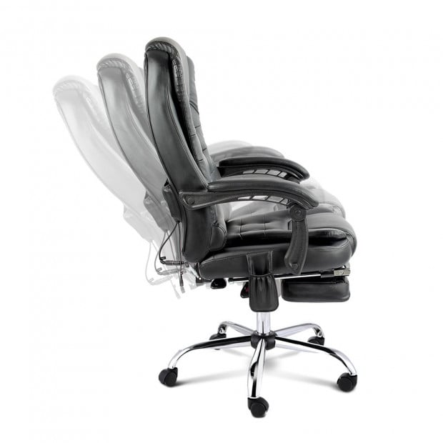 8-point Massage Office Chair with Retractable Footrest Black Image 6