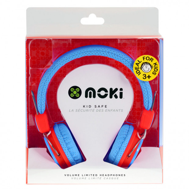 Moki Kids Safe Headphones- Blue/Red Image 2