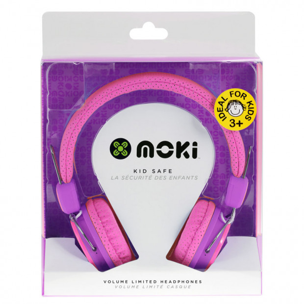 Moki Kids Safe Headphones- Pink/Purple Image 2