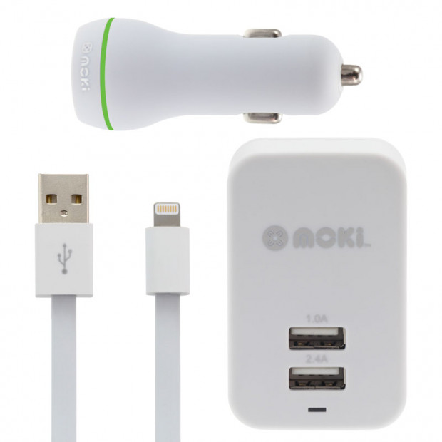 Moki Lightning SynCharge Cable with Car and Wall Charger