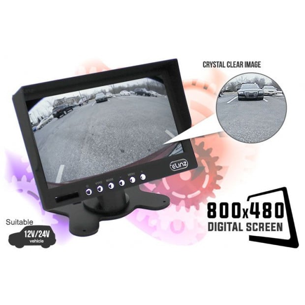 Elinz 7In lcd Monitor Hd 12v/24v 4pin Ir Led Ccd Reversing Camera Image 3