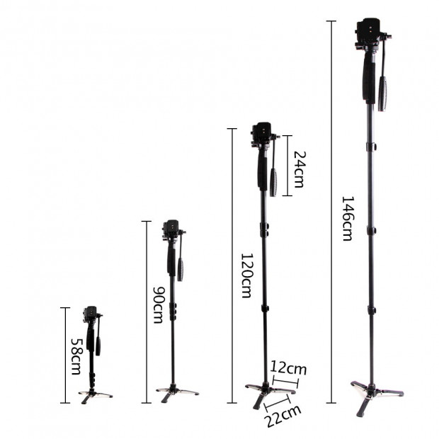 Extendable Portable Camera Monopod Tripod - Black Image 1