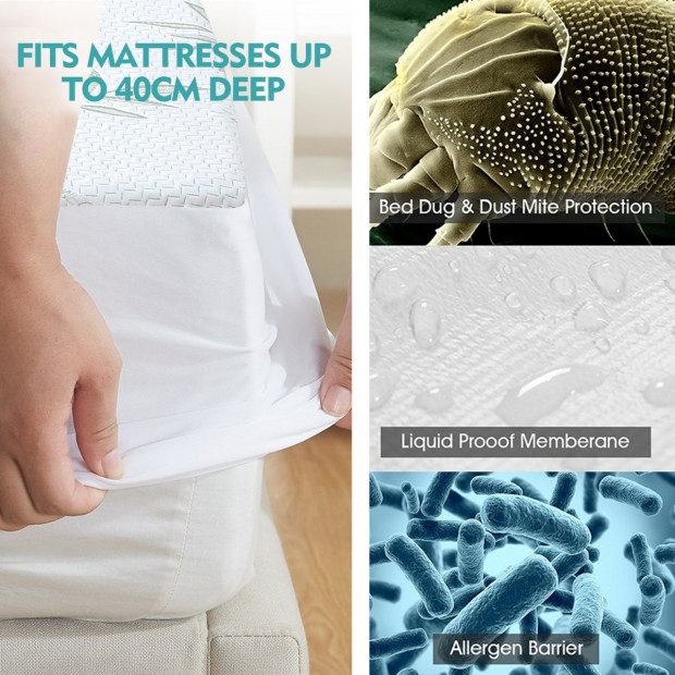Waterproof Bamboo Fully Fitted Mattress Protector King Single Image 4