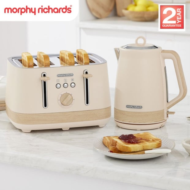 Morphy Richards Essence Scandi Kettle & Toaster Set with 1.7L Kettle 360 Swivel Base Deep Slots and Browning Control