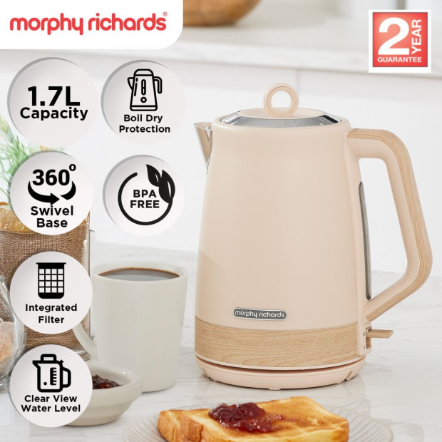 Morphy Richards Essence Scandi Kettle & Toaster Set with 1.7L Kettle 360 Swivel Base Deep Slots and Browning Control Image 3