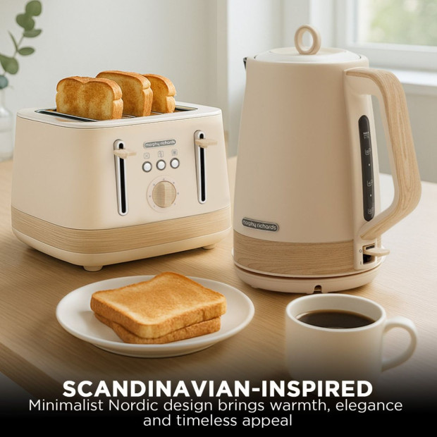 Morphy Richards Essence Scandi Kettle & Toaster Set with 1.7L Kettle 360 Swivel Base Deep Slots and Browning Control Image 8
