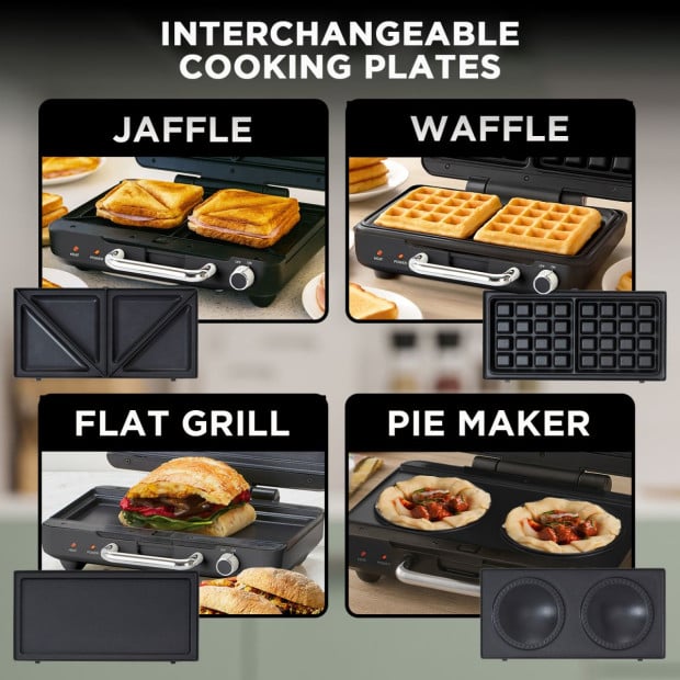 Morphy Richards Titanium Multipress Jaffle Panini Waffle Pie Maker MREMP4TNM Image 6