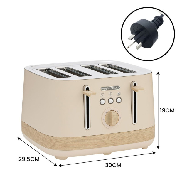 Morphy Richards Essence Scandi 4-Slice Toaster Deep Self-Centring Slots, Browning Control Cancel Reheat &  Defrost Image 4