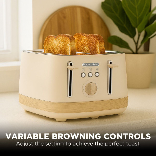Morphy Richards Essence Scandi 4-Slice Toaster Deep Self-Centring Slots, Browning Control Cancel Reheat &  Defrost Image 5