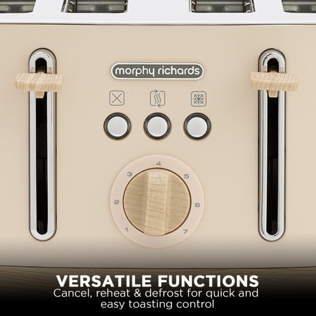 Morphy Richards Essence Scandi 4-Slice Toaster Deep Self-Centring Slots, Browning Control Cancel Reheat &  Defrost Image 6