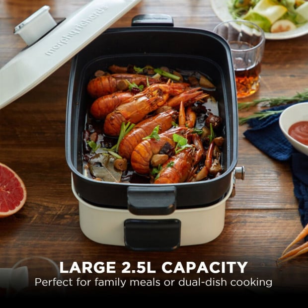 Morphy Richards Non-Stick Electric Hot Pot Cooker 2.5L Dual Pot MRMP25WT Image 5