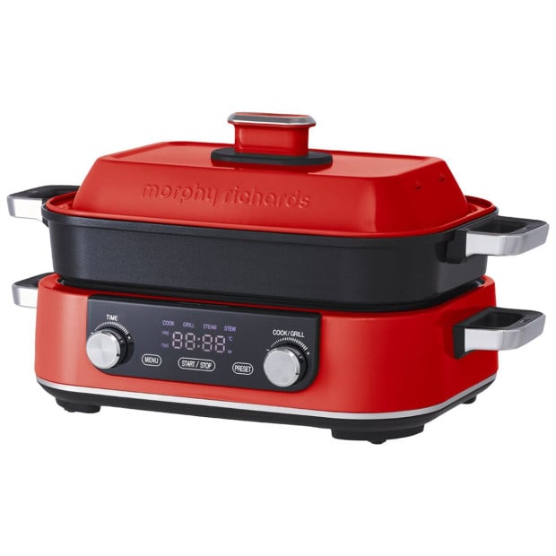 Morphy Richards 3L Non-Stick Multifunction Electric Cooker Pan - Red Image 2