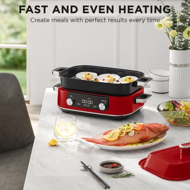 Morphy Richards 3L Non-Stick Multifunction Electric Cooker Pan - Red Image 5