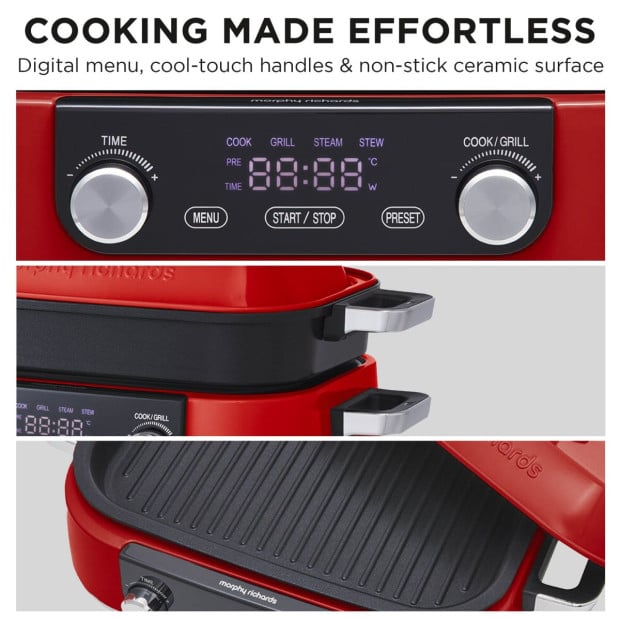 Morphy Richards 3L Non-Stick Multifunction Electric Cooker Pan - Red Image 7