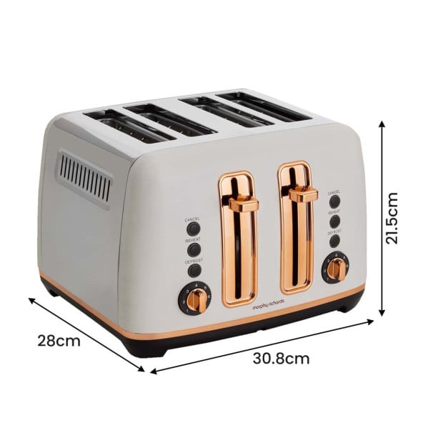 Morphy Richards Ascend Rose Gold 4-Slice Toaster - Matte White Image 4