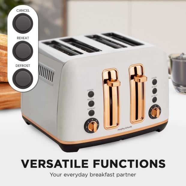 Morphy Richards Ascend Rose Gold 4-Slice Toaster - Matte White Image 5
