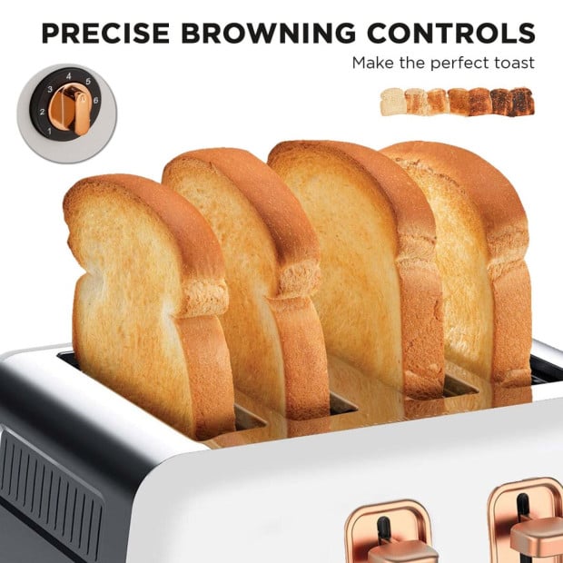 Morphy Richards Ascend Rose Gold 4-Slice Toaster - Matte White Image 6