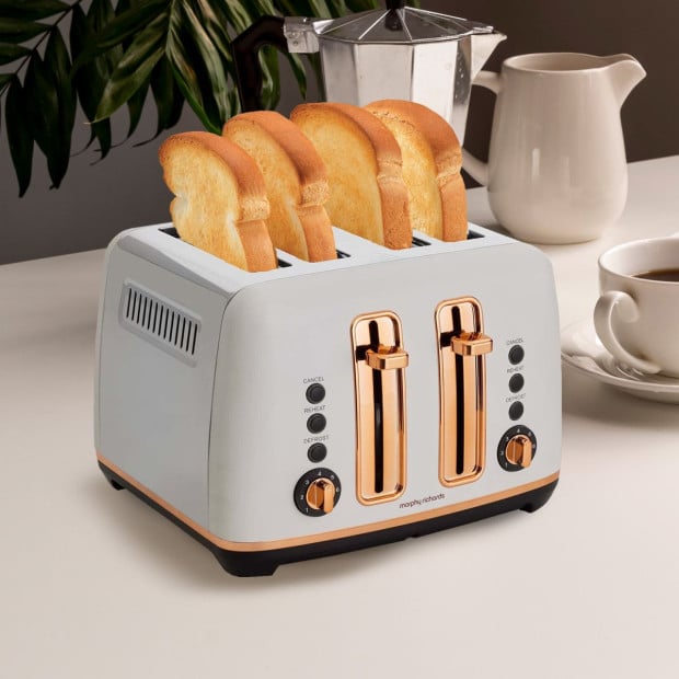 Morphy Richards Ascend Rose Gold 4-Slice Toaster - Matte White Image 8