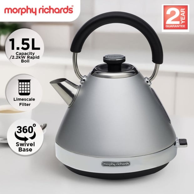 Morphy Richards 1.5L Venture Pyramid Kettle - Steel Grey