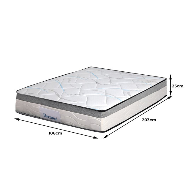 Mattress King Single Size Bed Pocket Spring Medium Firm - 25CM Image 3