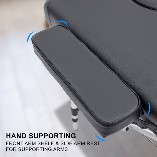 55cm Aluminium Portable Massage Table - BLACK Image 5