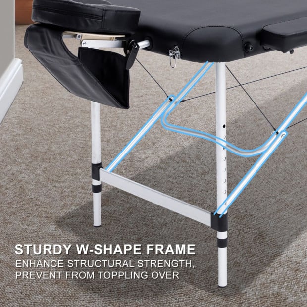 70cm Aluminium Portable Massage Table - BLACK Image 7