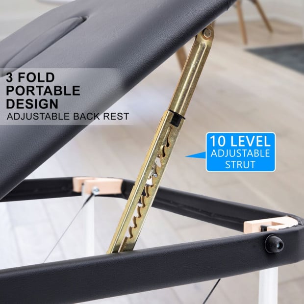 70cm Aluminium Portable Massage Table - BLACK Image 8