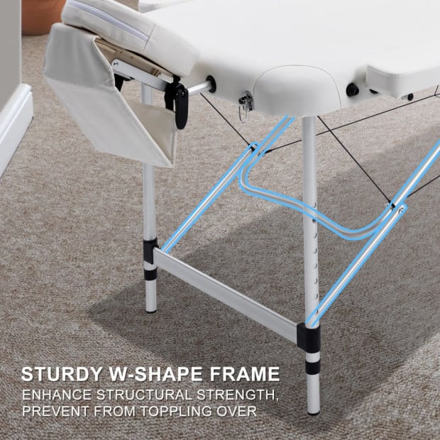 70cm Aluminium Portable Massage Table - WHITE Image 7