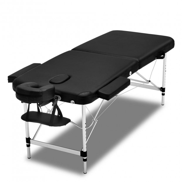 Zenses 3 Fold Portable Aluminium Massage Table Bed Therapy Black 55cm