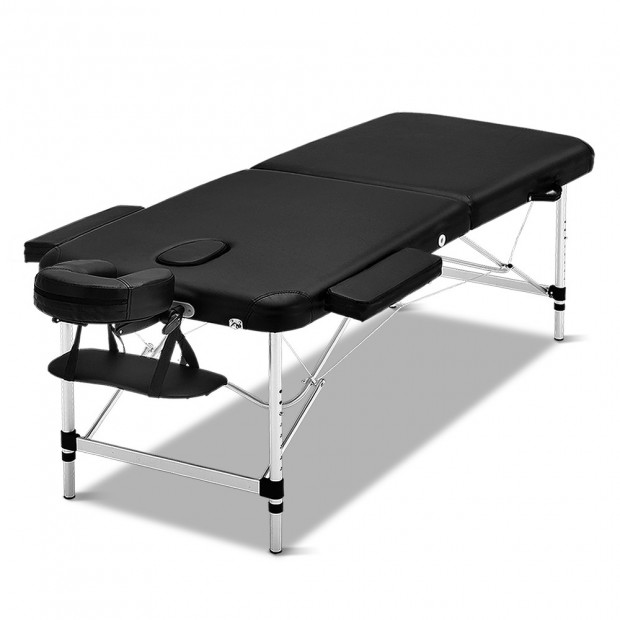 Zenses 70cm Portable Aluminium Massage Table Two Fold Treatment Black