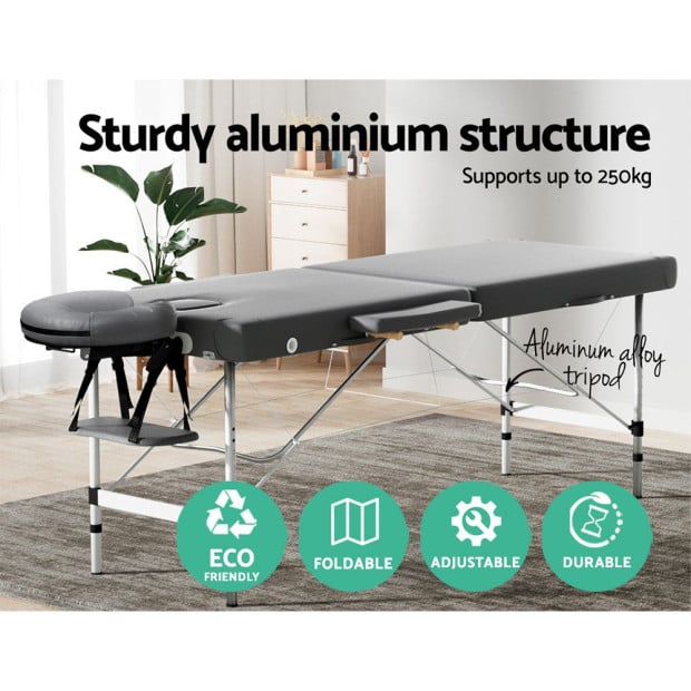 Massage Table Portable Aluminium 2 Fold Bed Beauty Therapy 55cm Image 5