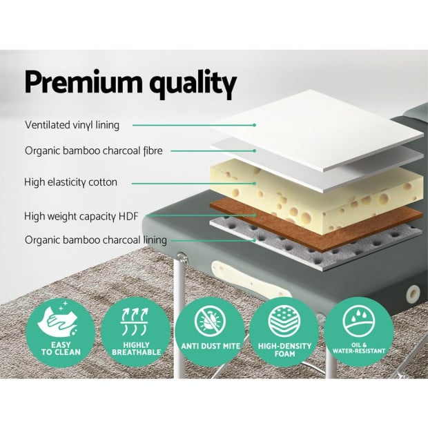 Massage Table Portable Aluminium 2 Fold Bed Beauty Therapy 55cm Image 6