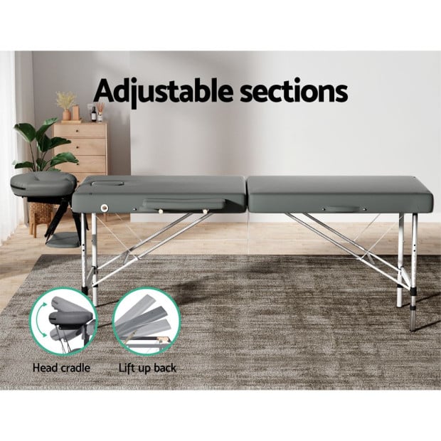 Massage Table Portable Aluminium 2 Fold Bed Beauty Therapy 55cm Image 7