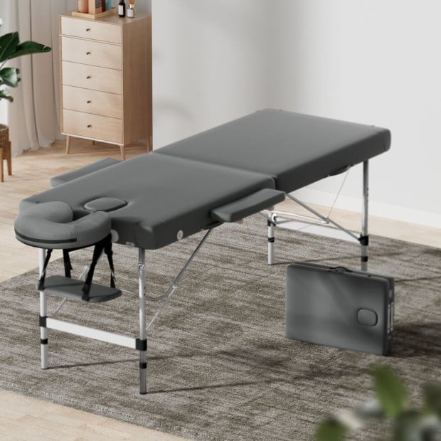 Massage Table Portable Aluminium 2 Fold Bed Beauty Therapy 55cm Image 8