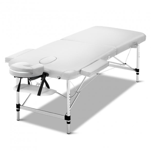 75cm Wide Aluminium Massage Table Two Fold Treatment White