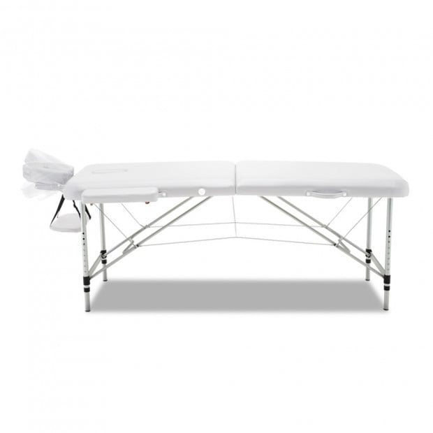 75cm Wide Aluminium Massage Table Two Fold Treatment White Image 3