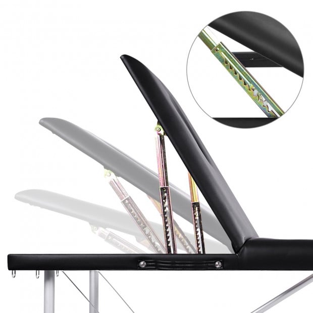 Portable Aluminium 3 Fold Massage Table Chair Bed Black 75cm Image 6