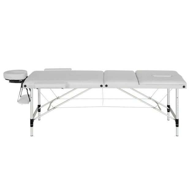 Massage Table 65cm Portable 3 Fold Aluminium Beauty Bed White Image 3