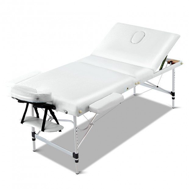 Zenses 70cm Wide Portable Aluminium Massage Table Beauty Therapy White