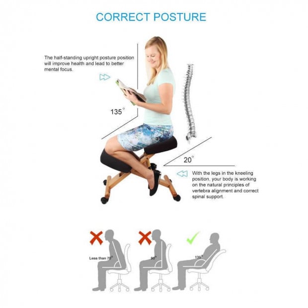 Ergonomic Kneeling Chair - BLACK Image 6
