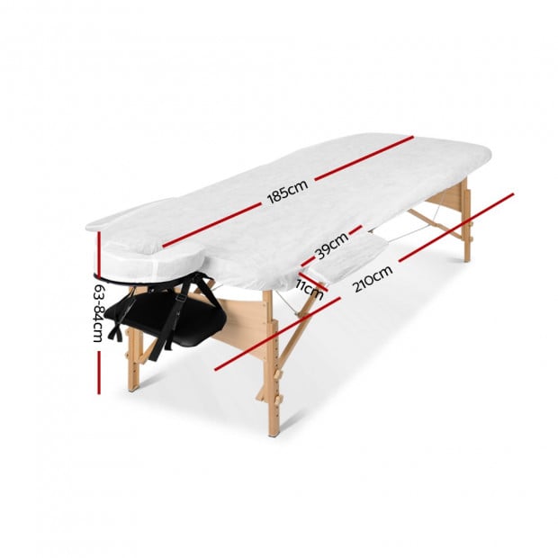 60cm Portable Wooden Massage Table 3 Fold Treatment Black Image 2